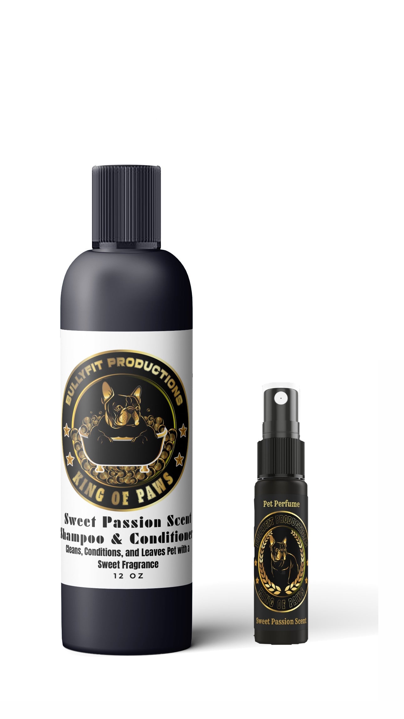 BullyFIT x King Of Paws Sweet Passion Pet Pack | Best Organic Dog Shampoo & Conditioner and Pet Perfume | Vegan Friendly| Cruelty Free| Deodorizers| Organic Pet Spray| Eco Friendly|Vet Approved|Handcrafted| Holistic