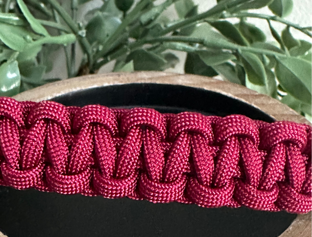 Pawsh Pup Co Cobra Braid in Maroon Handmade Dog Collar