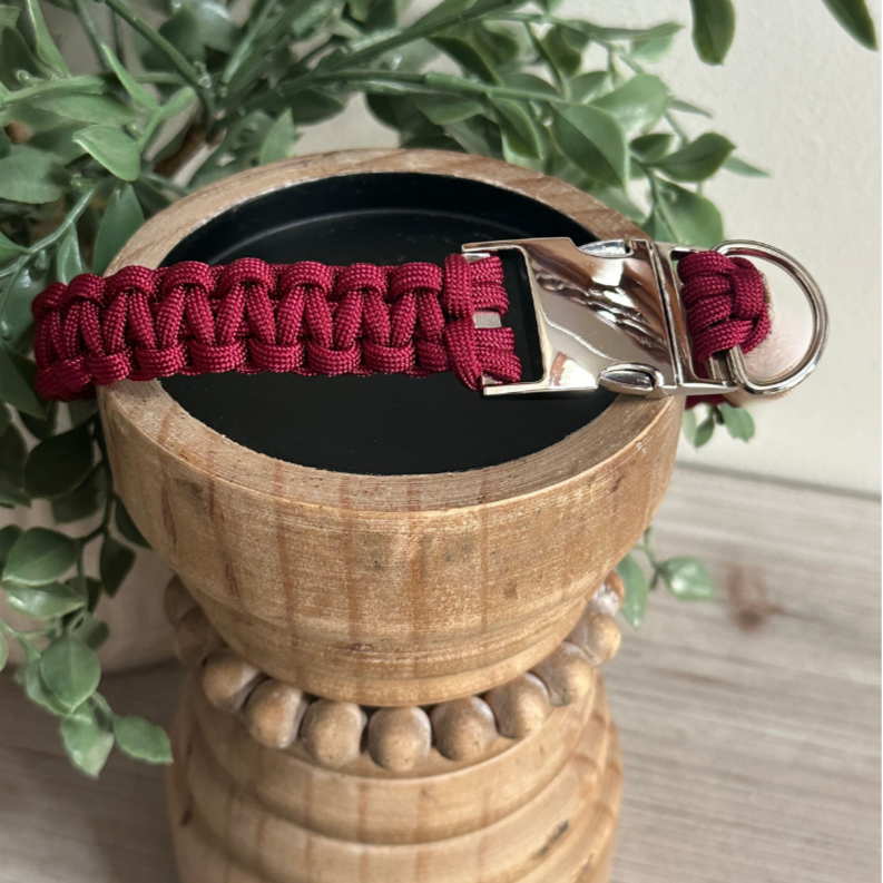 Pawsh Pup Co Cobra Braid in Maroon Handmade Dog Collar