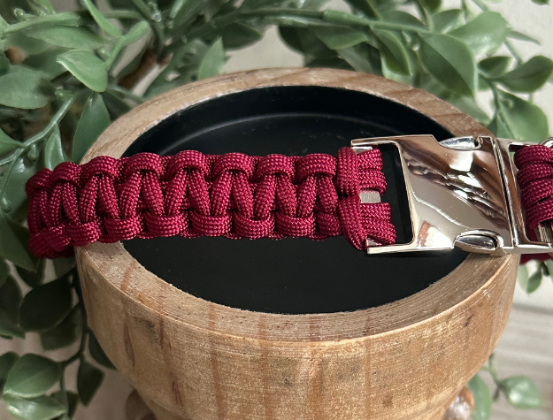 Pawsh Pup Co Cobra Braid in Maroon Handmade Dog Collar