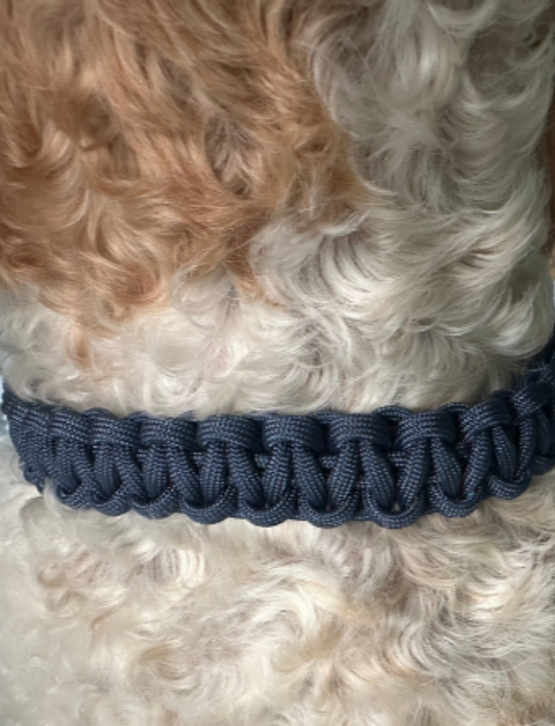 Pawsh Pup Co Cobra Braid in Navy Blue - Handmade Dog Collar