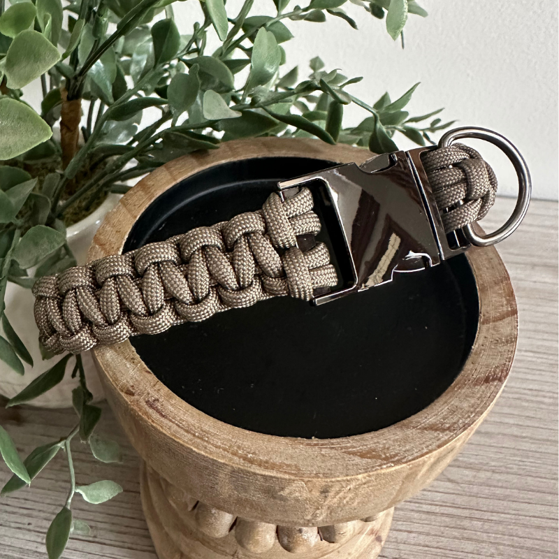 Pawsh Pup Co Cobra Braid in Tan - Handmade Dog Collar