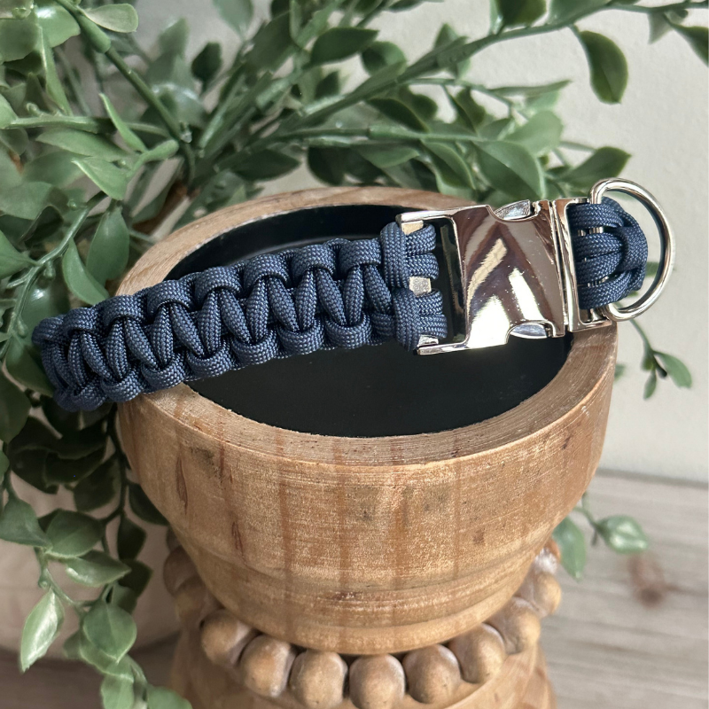 Pawsh Pup Co Cobra Braid in Navy Blue - Handmade Dog Collar