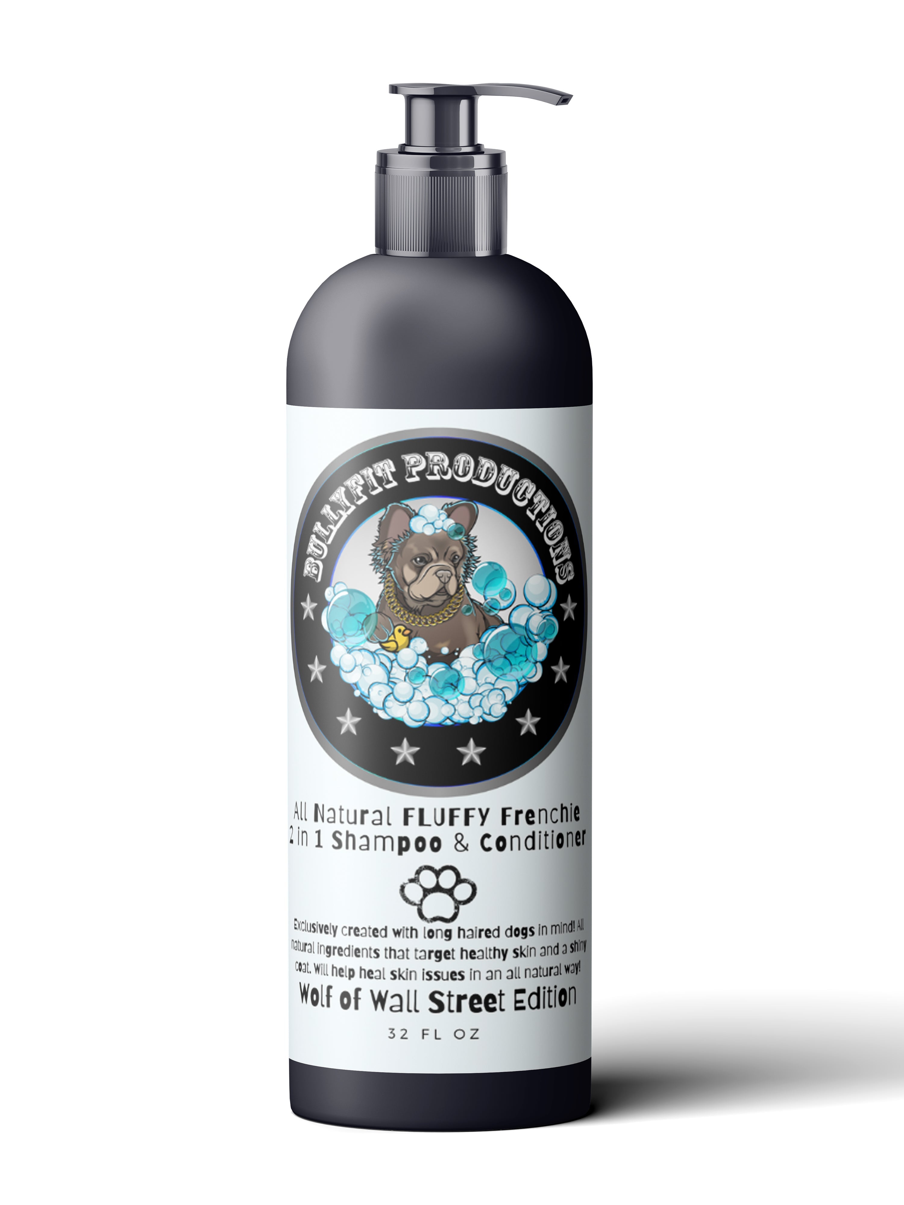 BullyFIT All Natural Fluffy Frenchie 5 In S & C 32oz | Best Organic Dog Shampoo for Sensitive Skin| Flea & Tick Repellent| Deep Conditioning Formula For Long Haired Dogs l l Cruelty Free| Vegan Friendly| Vet Approved| Eco Friendly|HandCrafted | Holistic