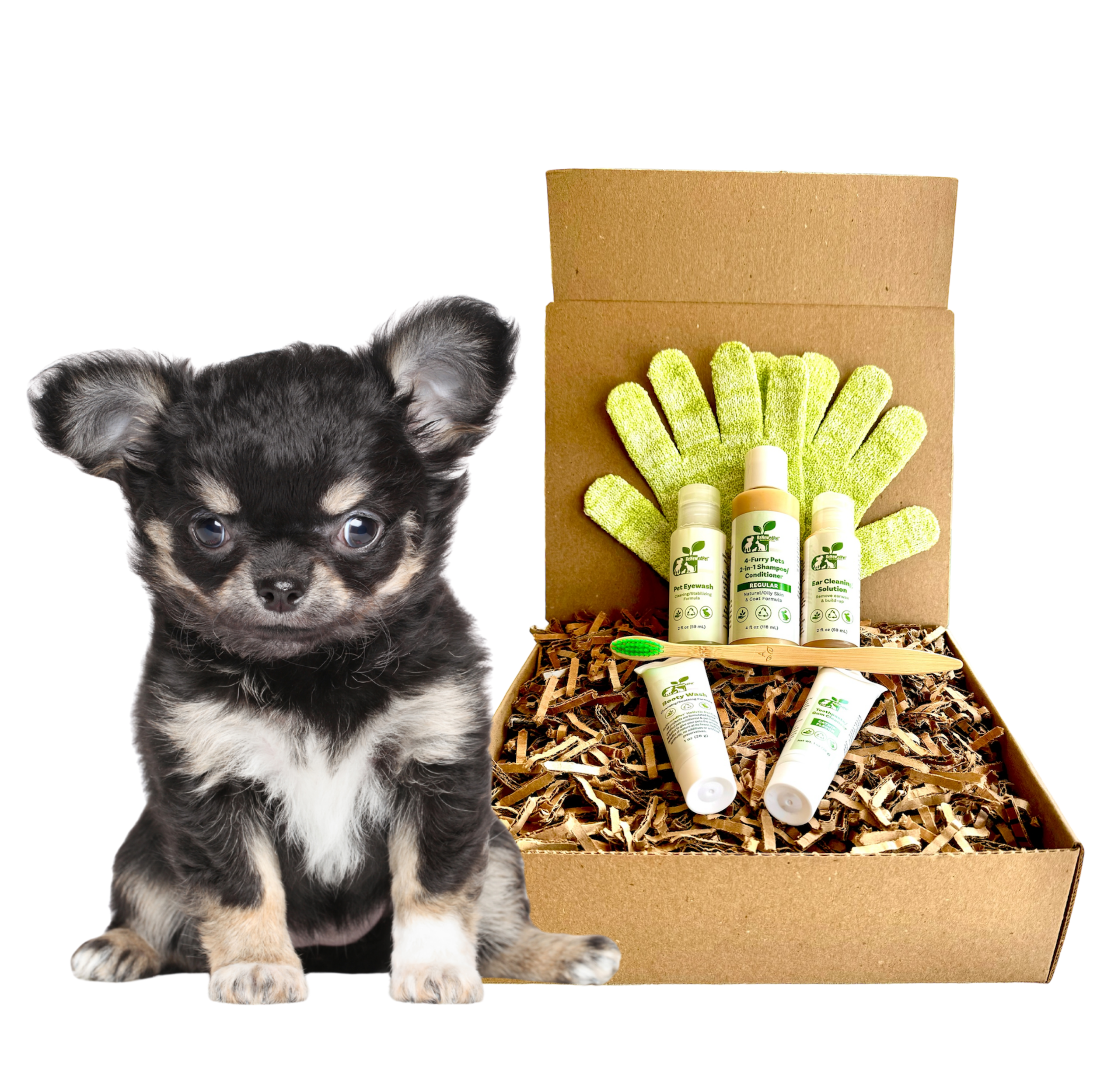 4-Furry Dogs Eco-Friendly Sensitive Dog Grooming Kit — Organic, Non-GMO, Vet Approved
