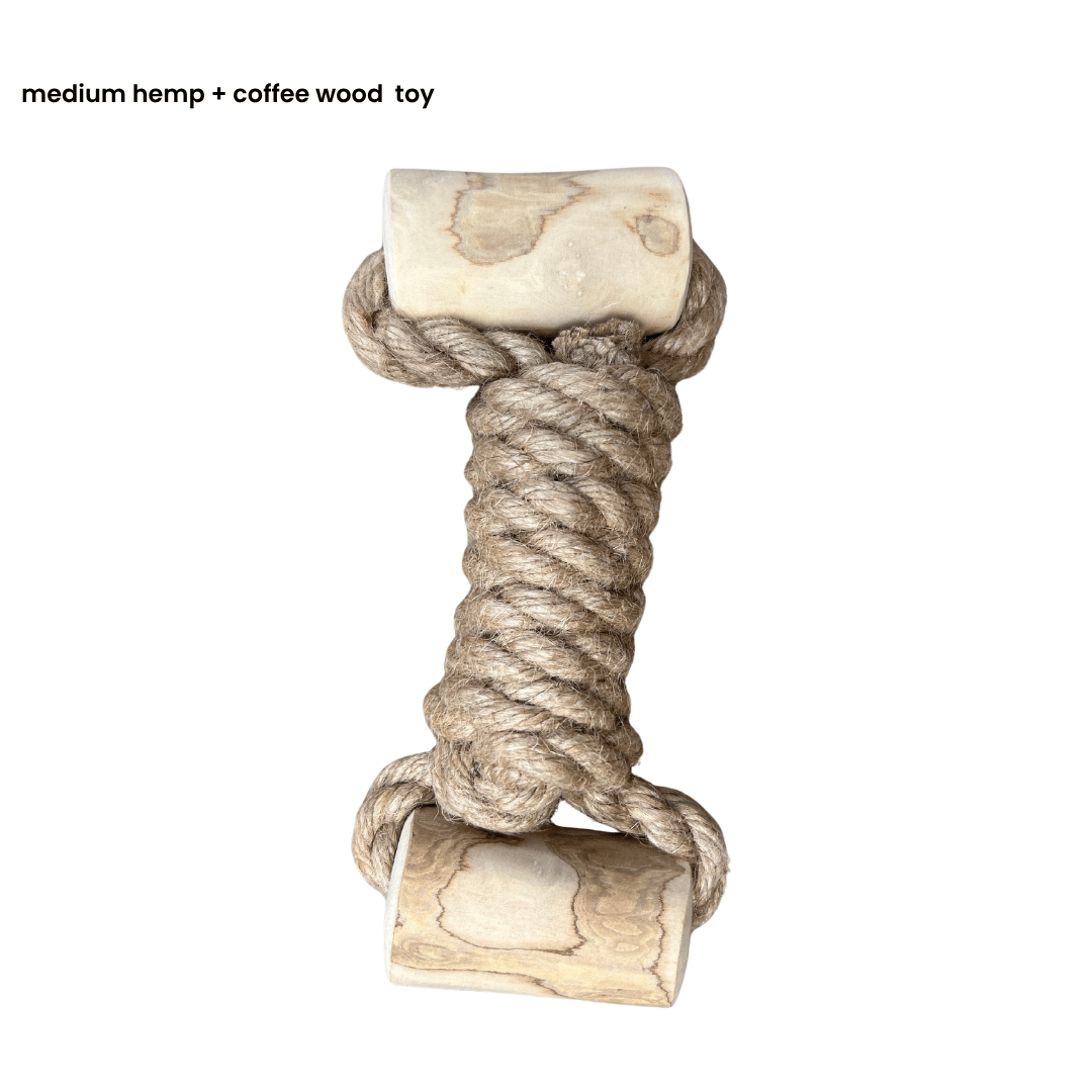 hemp rope + coffee wood toy