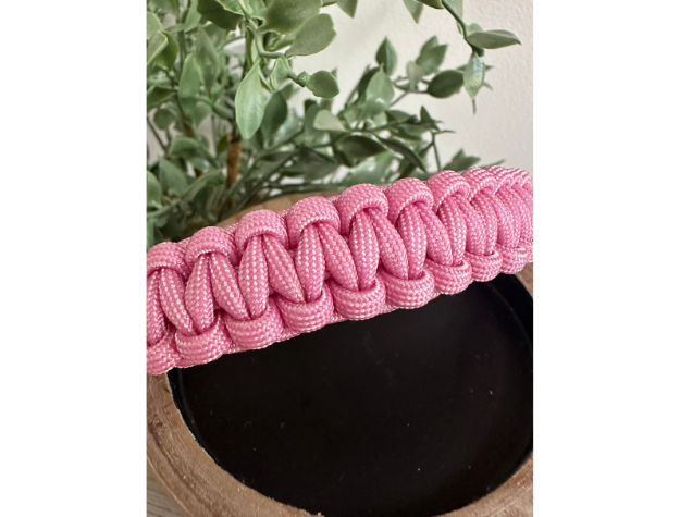Pawsh Pup Co Cobra Braid in Pink & White Stripes - Handmade Dog Collar