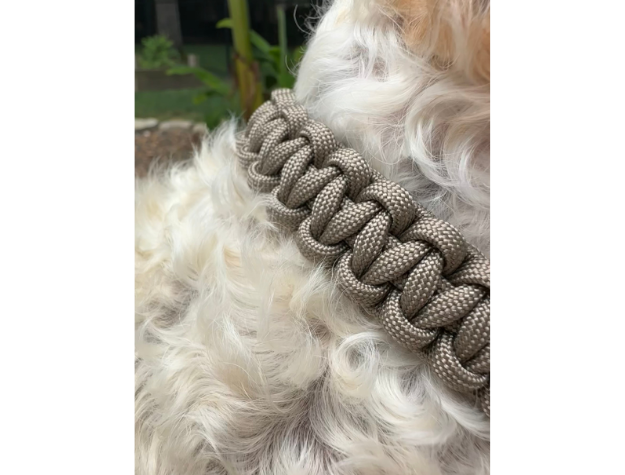 Pawsh Pup Co Cobra Braid in Tan - Handmade Dog Collar