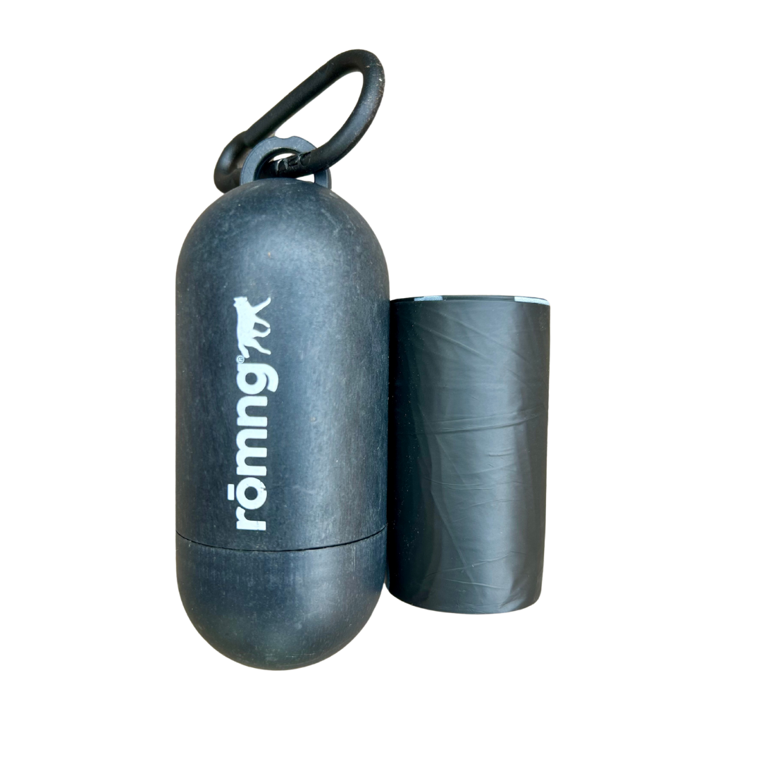 romng bamboo poop bag dispenser + compostable roll