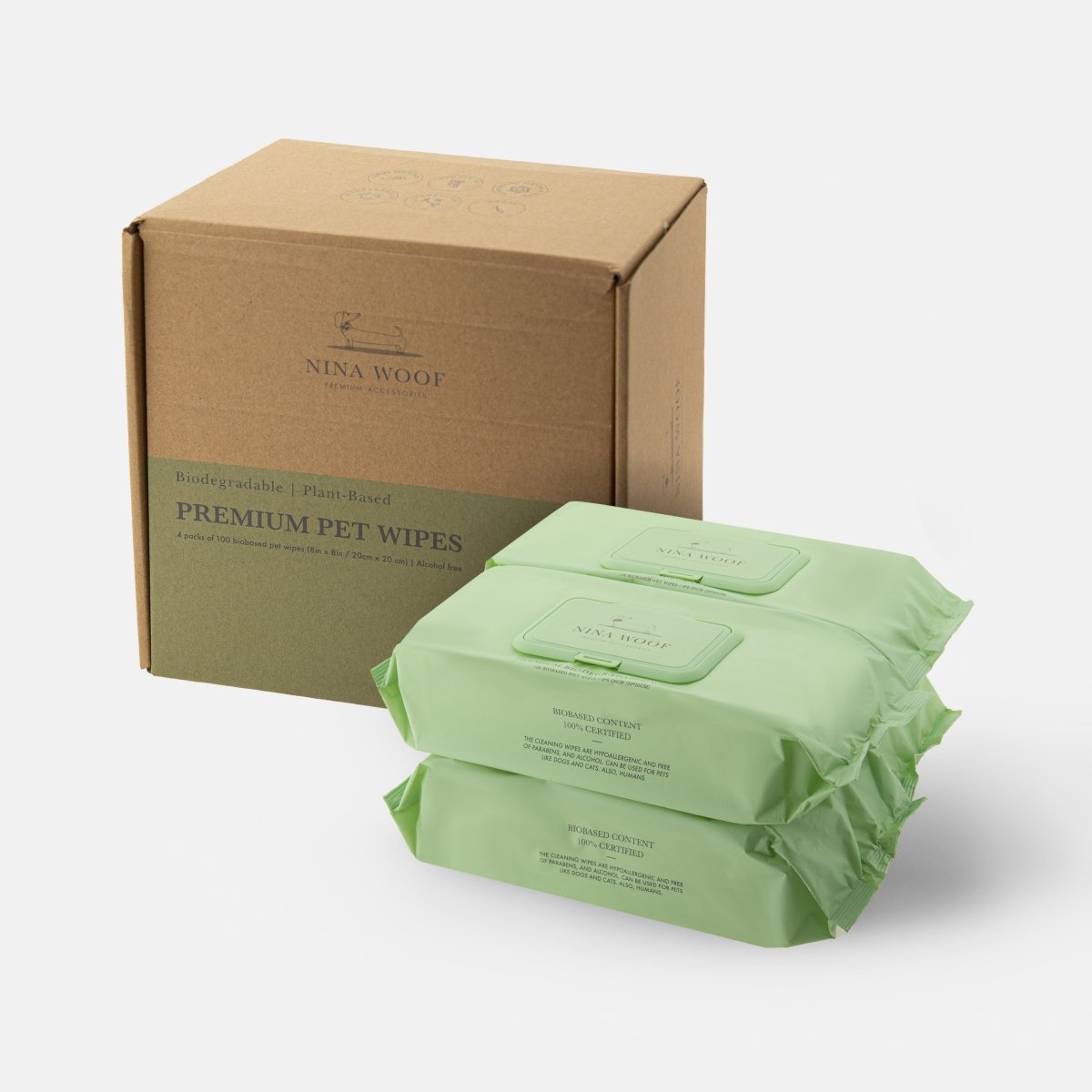 Nina Woof Premium Wipes - Biodegradable and Plant-Based