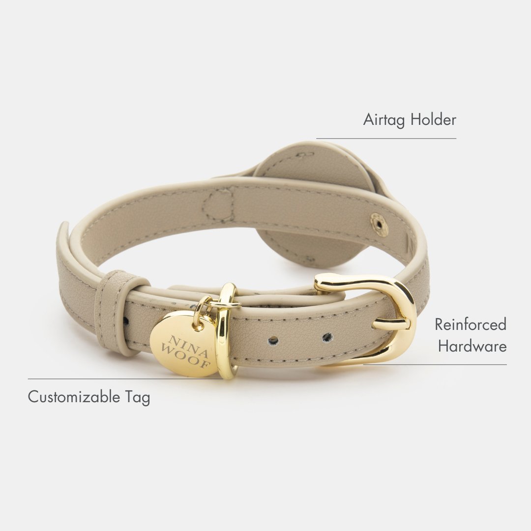 Nina Woof Collar - Air Tag Enabled - Vegan Leather - Cupertino