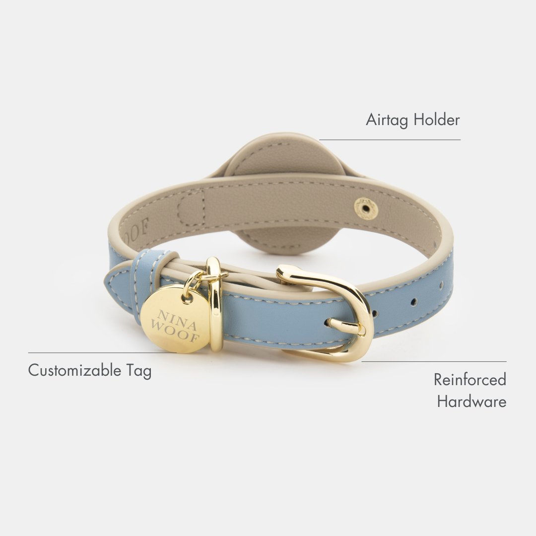 Nina Woof Collar - Air Tag Enabled - Vegan Leather - Cupertino
