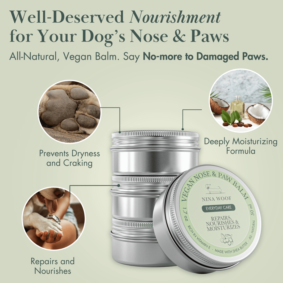 Nina Woof Dog Vegan Nose and Paw Balm