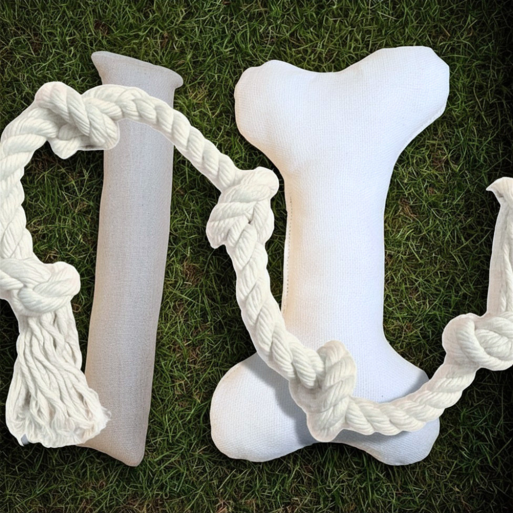 Boba & Vespa Natural Dog Toy Bundle for Cuddles, Fetch and Tugging - Small to Large Dogs Options