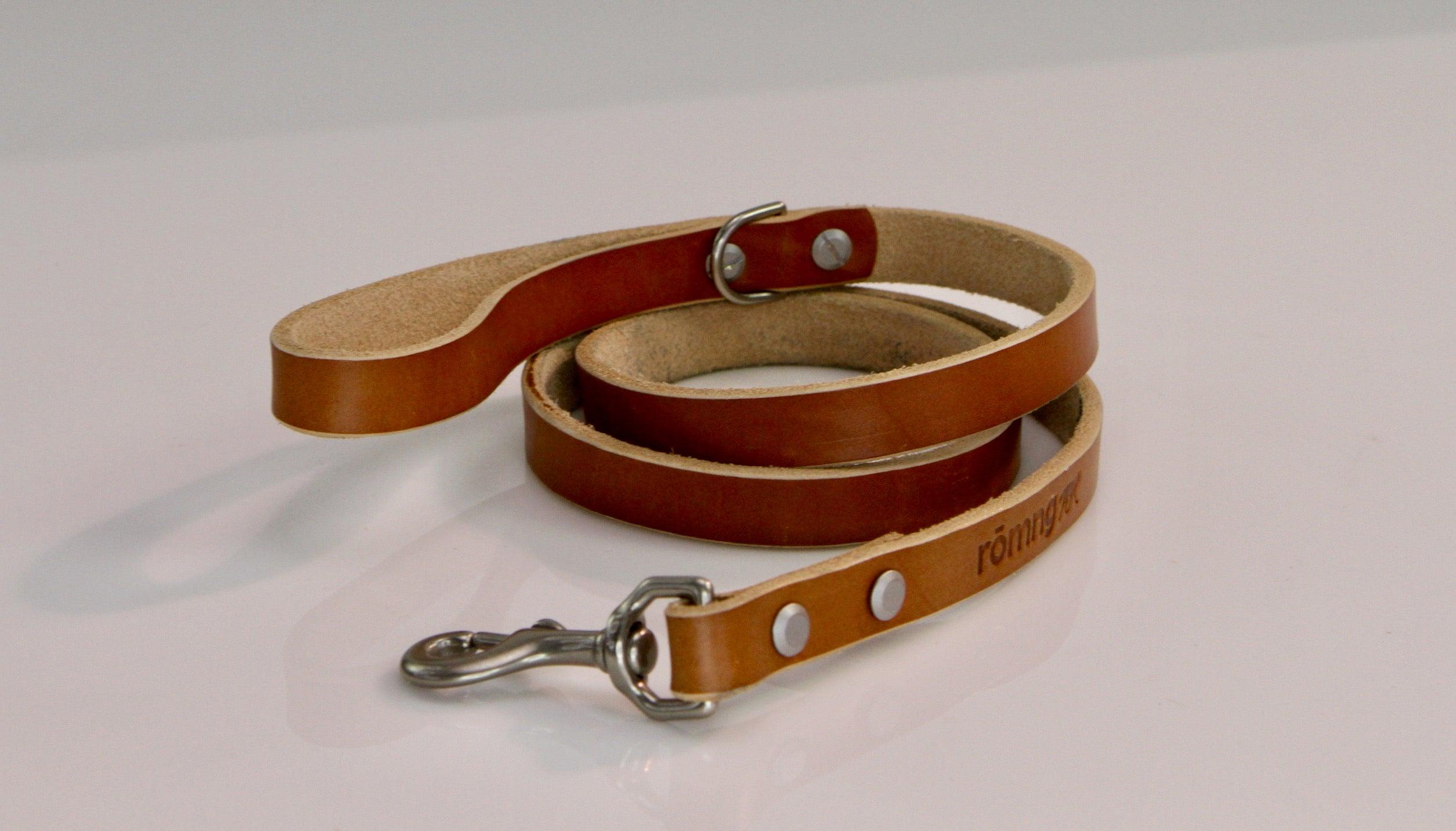 romng handmade Veg- leather dog leash