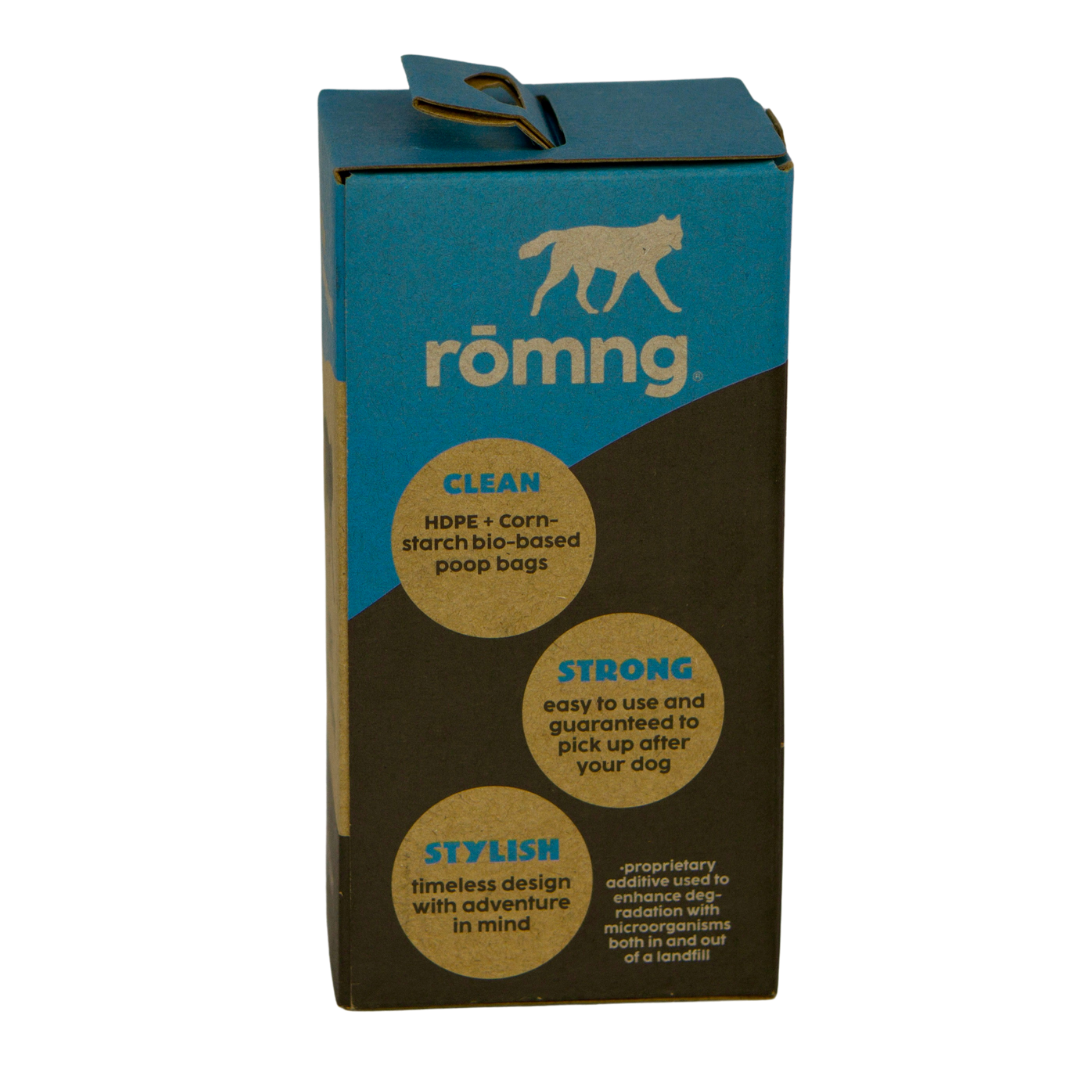 romng bio-based dog poop bags + bamboo dispenser