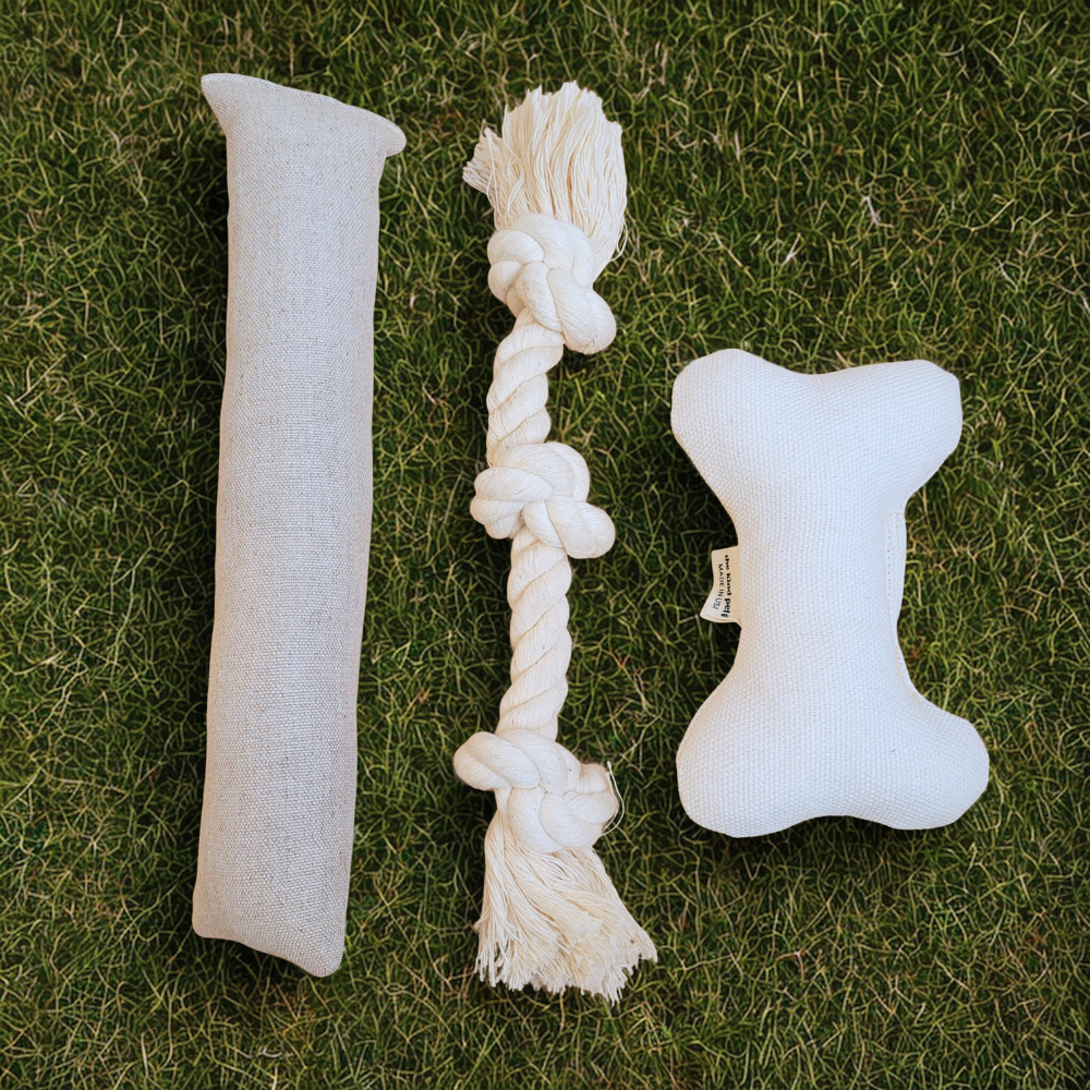 Boba & Vespa Natural Dog Toy Bundle for Cuddles, Fetch and Tugging - Small to Large Dogs Options